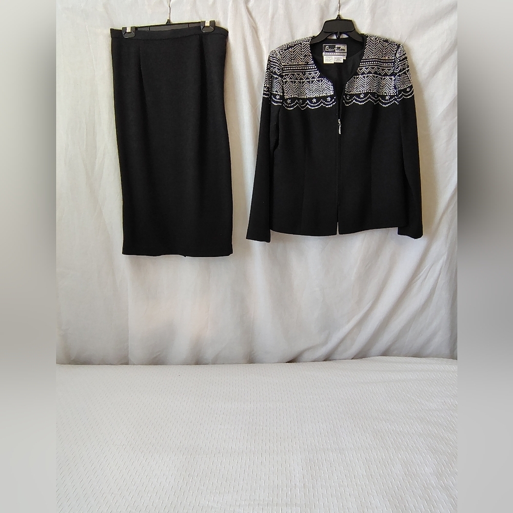 Ben Marc International Elegant Black Skirt And Blazer Size 10 - Picture 3 of 13
